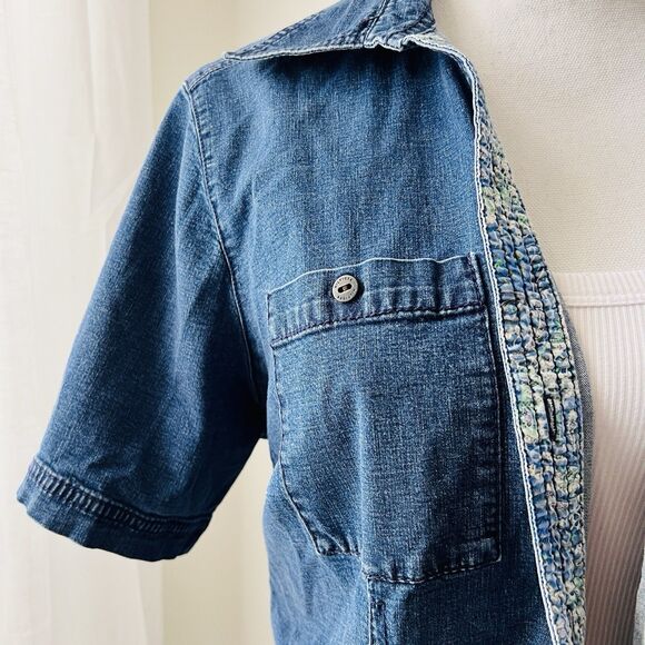 Tommy Hilfiger Blue Denim Stretchy Button Down Blouse Shirt - Womens Plus 18W - Picture 3 of 8